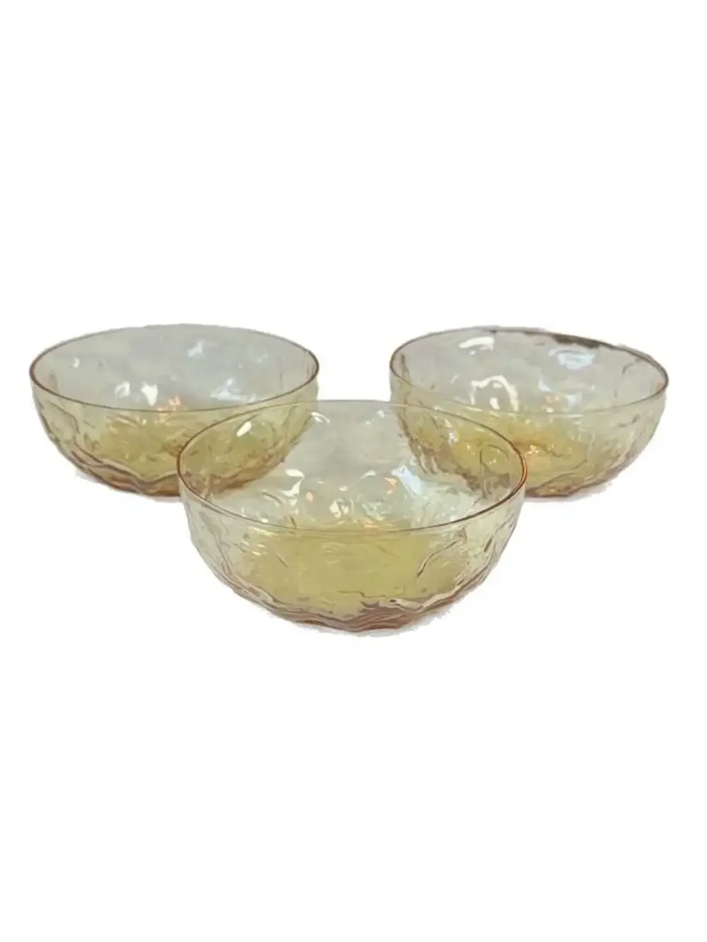 Vintage Indiana Glass Amber Thumbprint Small Dessert Bowls, Set of 3